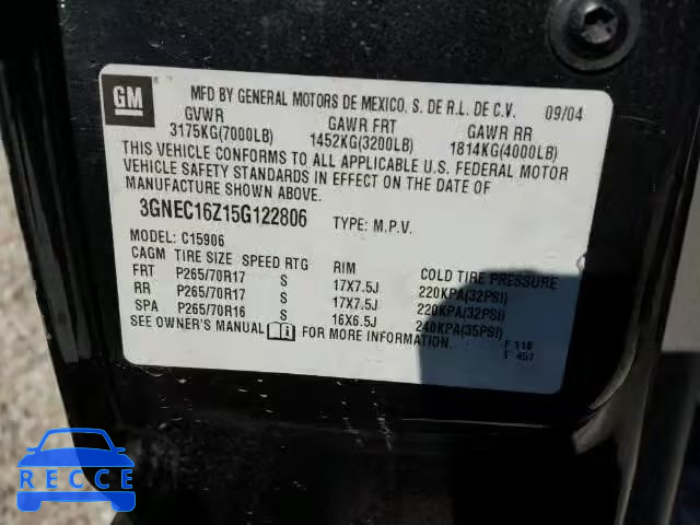 2005 CHEVROLET C1500 SUBU 3GNEC16Z15G122806 image 9