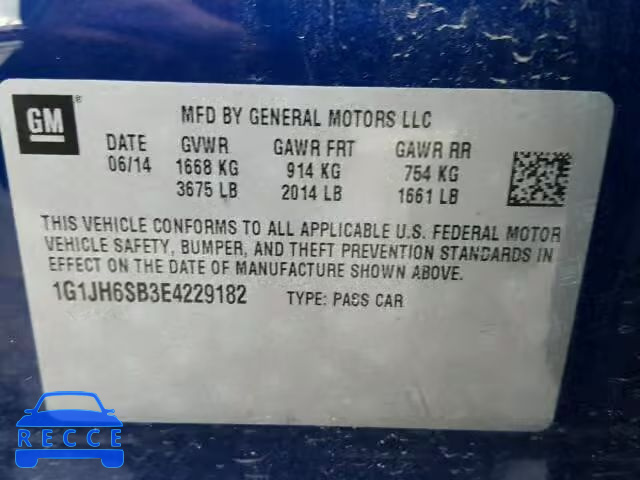 2014 CHEVROLET SONIC RS 1G1JH6SB3E4229182 зображення 9