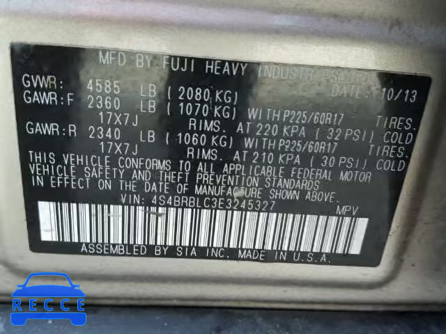 2014 SUBARU OUTBACK 2. 4S4BRBLC3E3245327 image 9