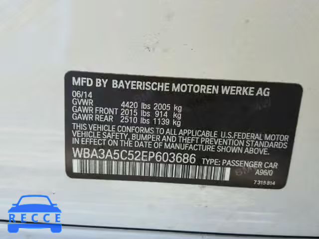 2014 BMW 328I WBA3A5C52EP603686 зображення 9