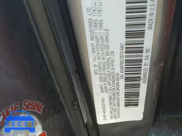 2009 SUBARU OUTBACK 2. 4S4BP66C097314451 image 9