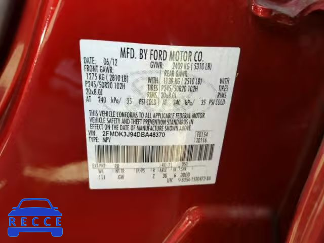 2013 FORD EDGE SEL 2FMDK3J94DBA48370 image 9