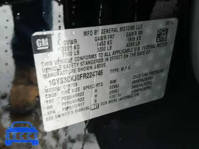 2015 CADILLAC ESCALADE P 1GYS3CKJ0FR224746 image 9