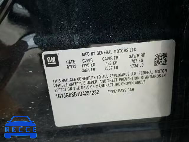 2013 CHEVROLET SONIC RS 1G1JG6SB1D4251232 image 9