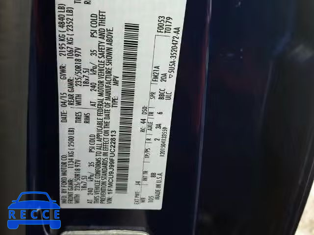 2015 FORD ESCAPE TIT 1FMCU9J99FUC22813 image 9