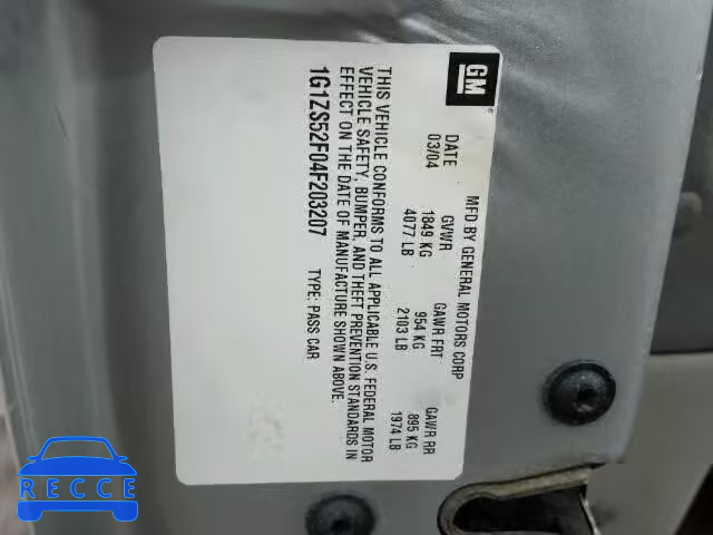 2004 CHEVROLET MALIBU 1G1ZS52F04F203207 image 9