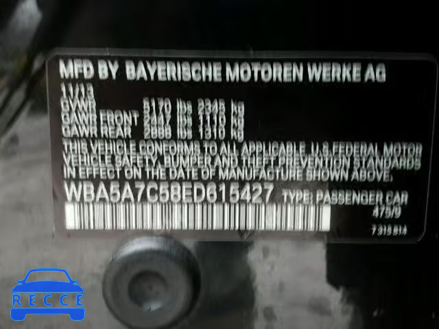 2014 BMW 528XI WBA5A7C58ED615427 зображення 9