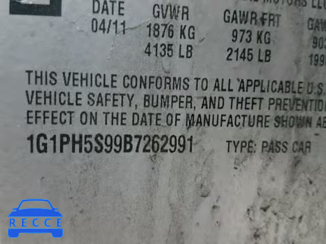 2011 CHEVROLET CRUZE LTZ 1G1PH5S99B7262991 image 9