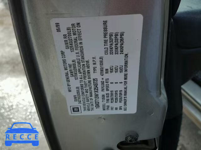 1999 GMC ENVOY 1GKDT13W1X2549725 image 9