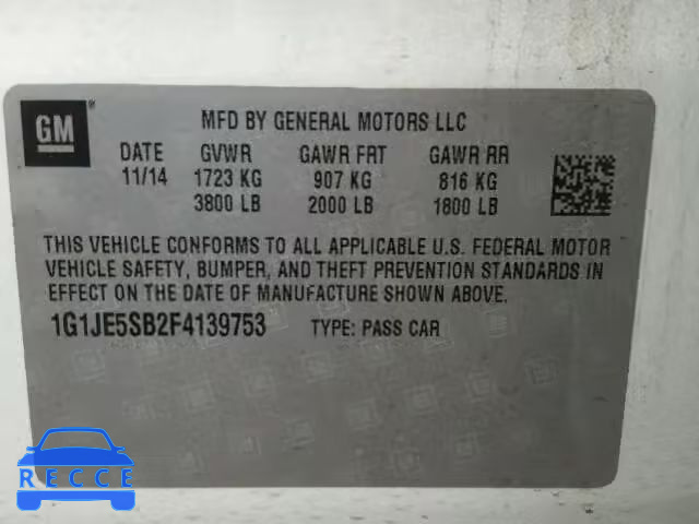 2015 CHEVROLET SONIC LTZ 1G1JE5SB2F4139753 image 9