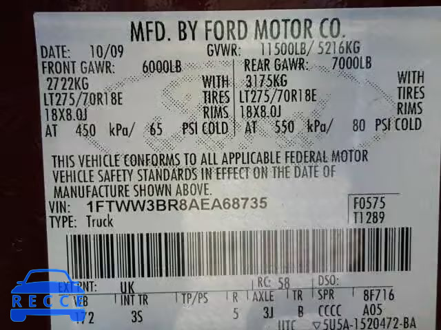 2010 FORD F350 SUPER 1FTWW3BR8AEA68735 image 9