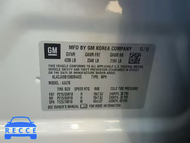 2013 BUICK ENCORE KL4CJASB1DB094425 image 9