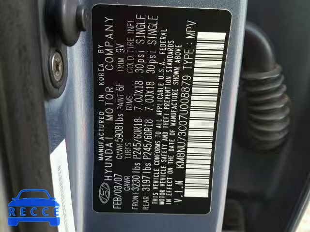 2007 HYUNDAI VERACRUZGL KM8NU73C07U008879 Bild 9