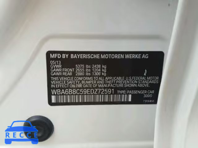 2014 BMW 640XI GRAN WBA6B8C59EDZ72591 image 9