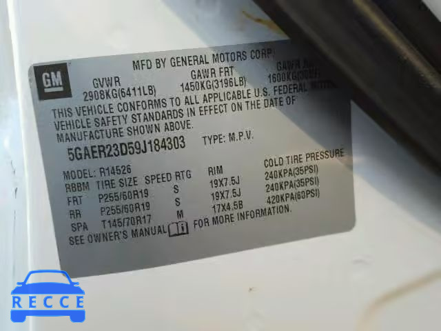 2009 BUICK ENCLAVE CX 5GAER23D59J184303 image 9