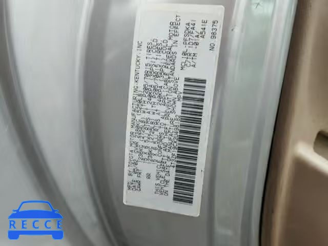 2002 TOYOTA SIENNA CE 4T3ZF19CX2U498182 image 9