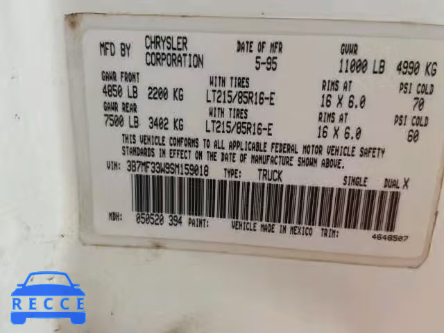 1995 DODGE RAM 3500 3B7MF33W9SM159018 image 9