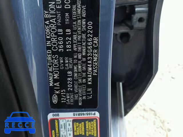 2016 KIA RIO LX KNADM4A33G6662200 image 9