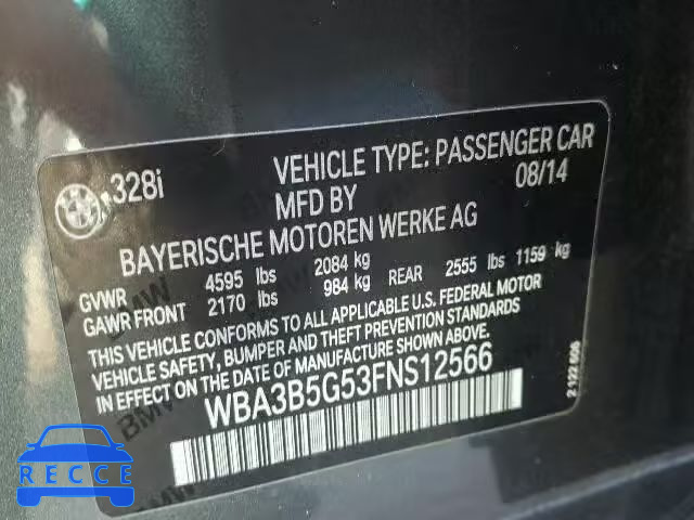 2015 BMW 328XI SULE WBA3B5G53FNS12566 Bild 9