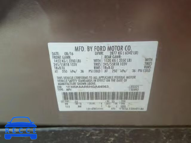 2017 FORD EXPLORER P 1FM5K8AR6HGA44563 Bild 9