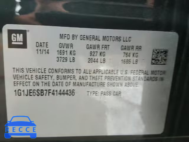 2015 CHEVROLET SONIC LTZ 1G1JE6SB7F4144436 image 9
