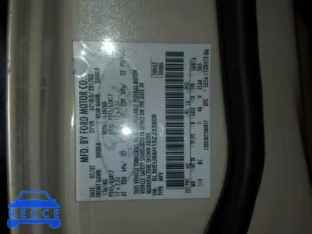 2005 LINCOLN AVIATOR 5LMEU88H15ZJ33509 зображення 9