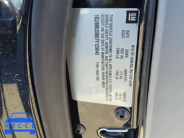 2007 PONTIAC SOLSTICE 1G2MB35B67Y129643 image 9