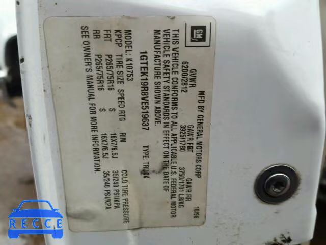 1997 GMC SIERRA K15 1GTEK19R8VE519637 image 9