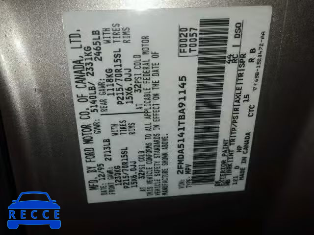 1996 FORD WINDSTAR W 2FMDA5141TBA91145 image 9