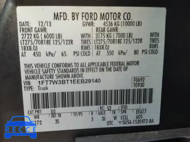 2014 FORD F350 SUPER 1FT7W3BT1EEB29140 image 9
