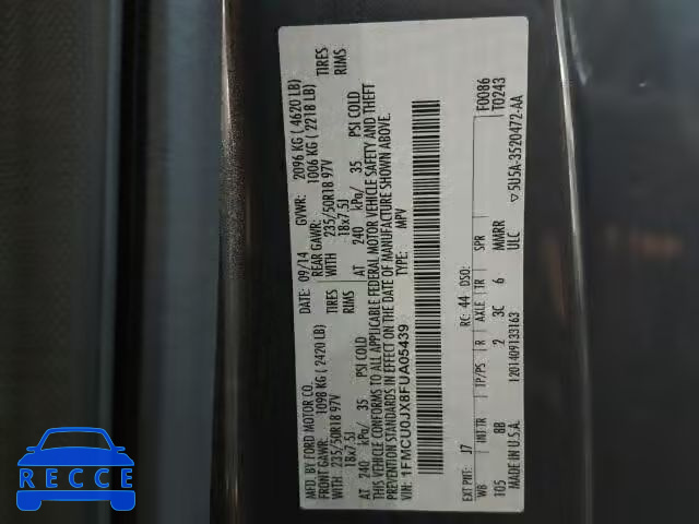 2015 FORD ESCAPE TIT 1FMCU0JX8FUA05439 image 9