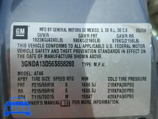 2006 CHEVROLET HHR LS 3GNDA13D56S658280 image 9