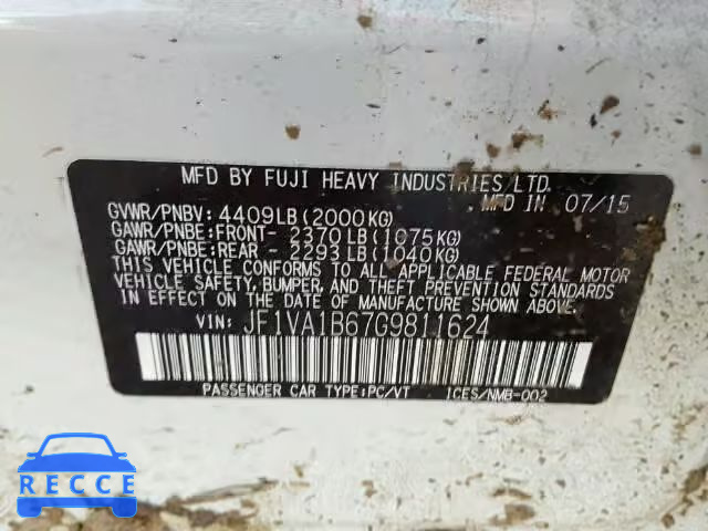 2016 SUBARU WRX JF1VA1B67G9811624 image 9