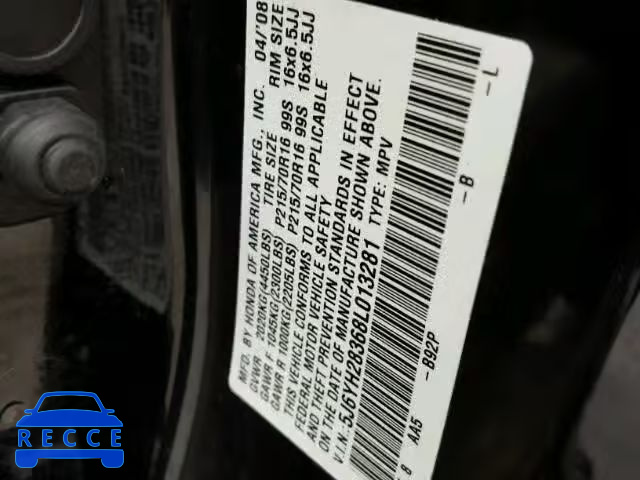 2008 HONDA ELEMENT LX 5J6YH28368L013281 image 9