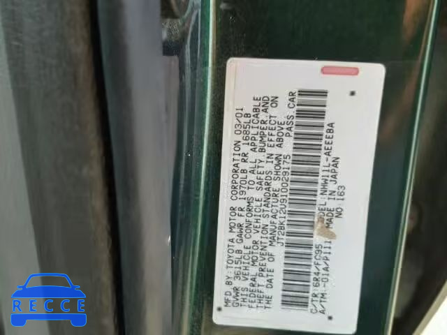 2001 TOYOTA PRIUS JT2BK12U910029175 Bild 9