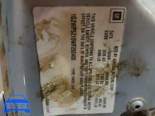 1998 PONTIAC GRAND PRIX 1G2WP5210WF292400 image 9