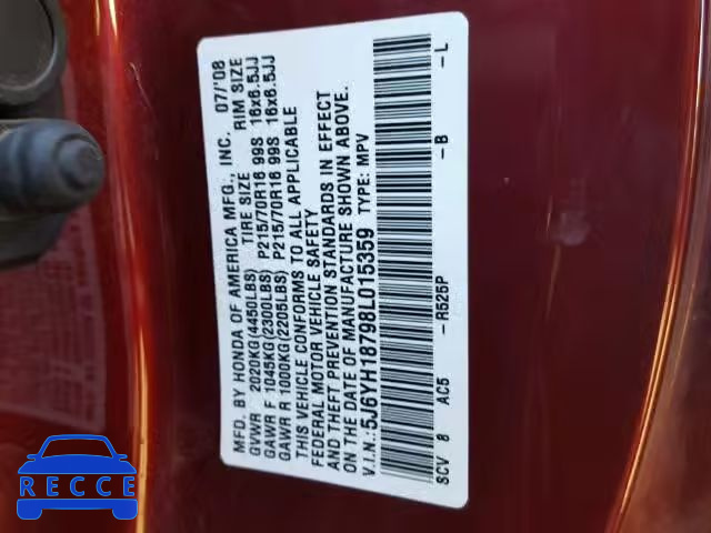 2008 HONDA ELEMENT EX 5J6YH18798L015359 image 9