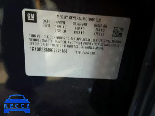 2016 CHEVROLET CRUZE LS 1G1BB5SM8G7273164 Bild 9