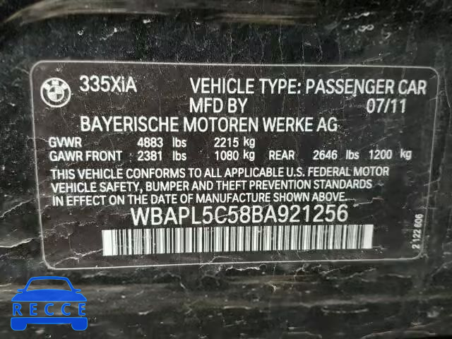 2011 BMW 335XI WBAPL5C58BA921256 зображення 9