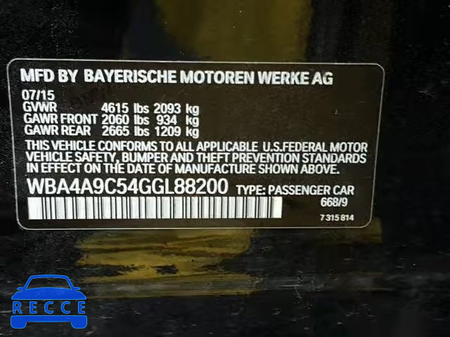 2016 BMW 428I GRAN WBA4A9C54GGL88200 image 9