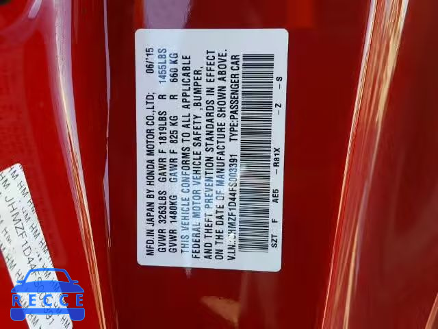 2015 HONDA CR-Z JHMZF1D44FS003391 image 9