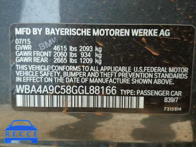 2016 BMW 428I GRAN WBA4A9C58GGL88166 Bild 9