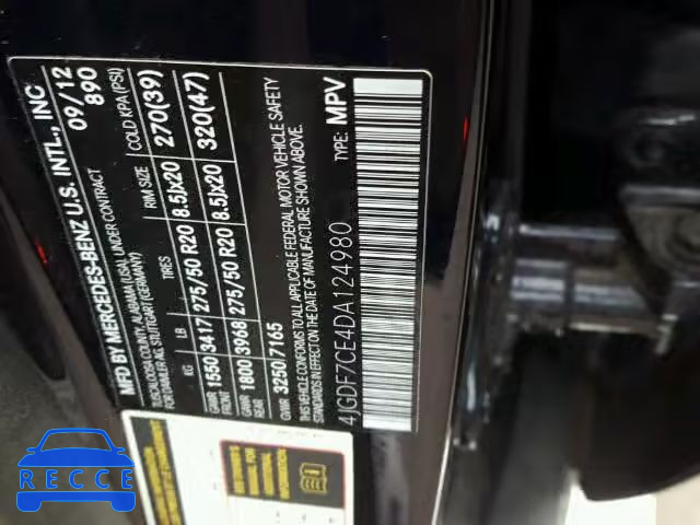 2013 MERCEDES-BENZ GL450 4 MA 4JGDF7CE4DA124980 зображення 9