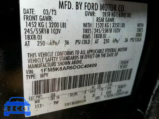 2013 FORD EXPLORER P 1FM5K8AR6DGC40609 image 9