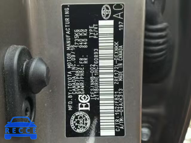 2017 TOYOTA COROLLA L 2T1BURHE1HC760893 image 9