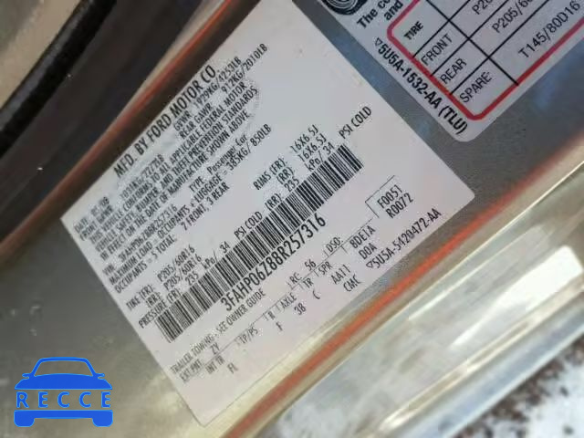 2008 FORD FUSION S 3FAHP06Z88R257316 image 9