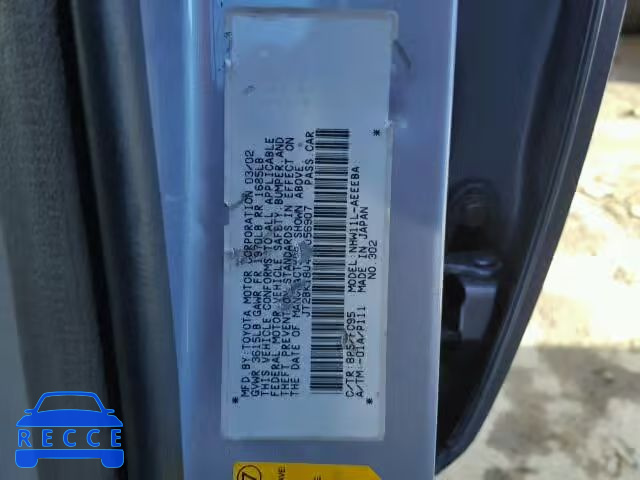 2002 TOYOTA PRIUS JT2BK18U420056907 image 9