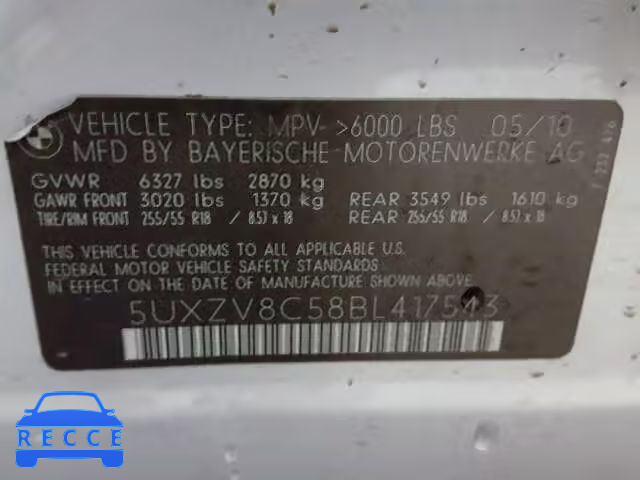 2011 BMW X5 XDRIVE5 5UXZV8C58BL417543 image 9