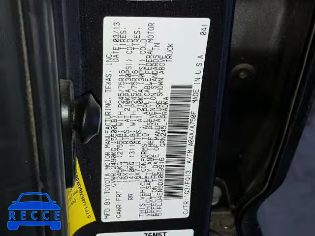 2013 TOYOTA TACOMA DOU 5TFLU4EN6DX069916 image 9