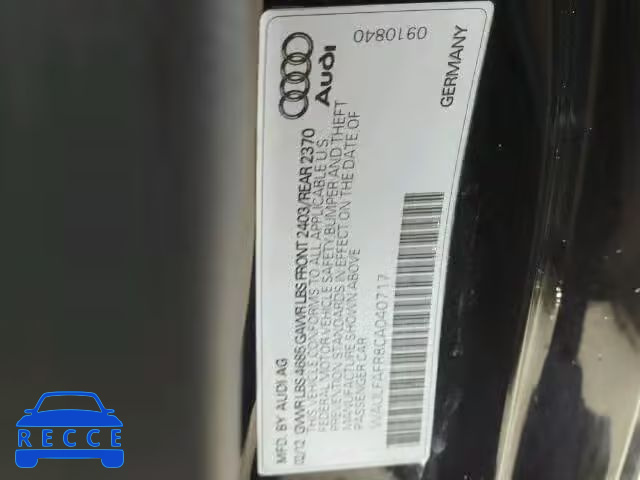 2012 AUDI A5 QUATTRO WAULFAFR8CA040717 image 9
